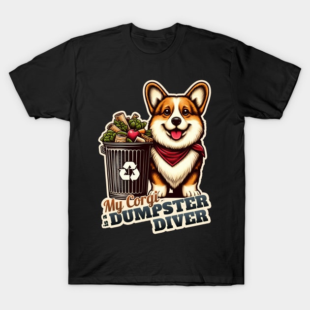 Corgi Dumpster diver T-Shirt by k9-tee